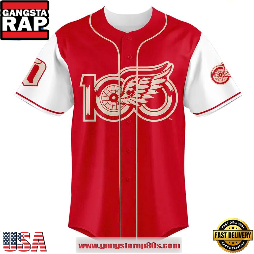 Detroit Red Wings 100 Years Of Hockeytown Special Edition Custom Baseball Jersey Shirt Detroit Red Wings 100 Years Of Hockeytown Special Edition Custom Baseball Jersey Shirt
