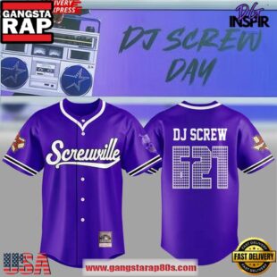 DJ Screw Screwville 621 Purple Baseball Edition Baseball Jersey Shirt