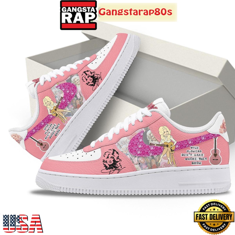 Dolly Parton Wild Flowers Don't Care Where They Grow Special Edition Air Force 1 Shoes Running Sneakers Dolly Parton Wild Flowers Don't Care Where They Grow Special Edition Air Force 1 Shoes Running Sneakers
