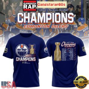 Edmonton Oilers Stanley Cup 2025 Champions Blue All Over Print T-Shirt Hoodie