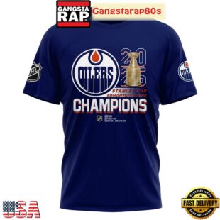 Edmonton Oilers Stanley Cup 2025 Champions Blue All Over Print T-Shirt Hoodie