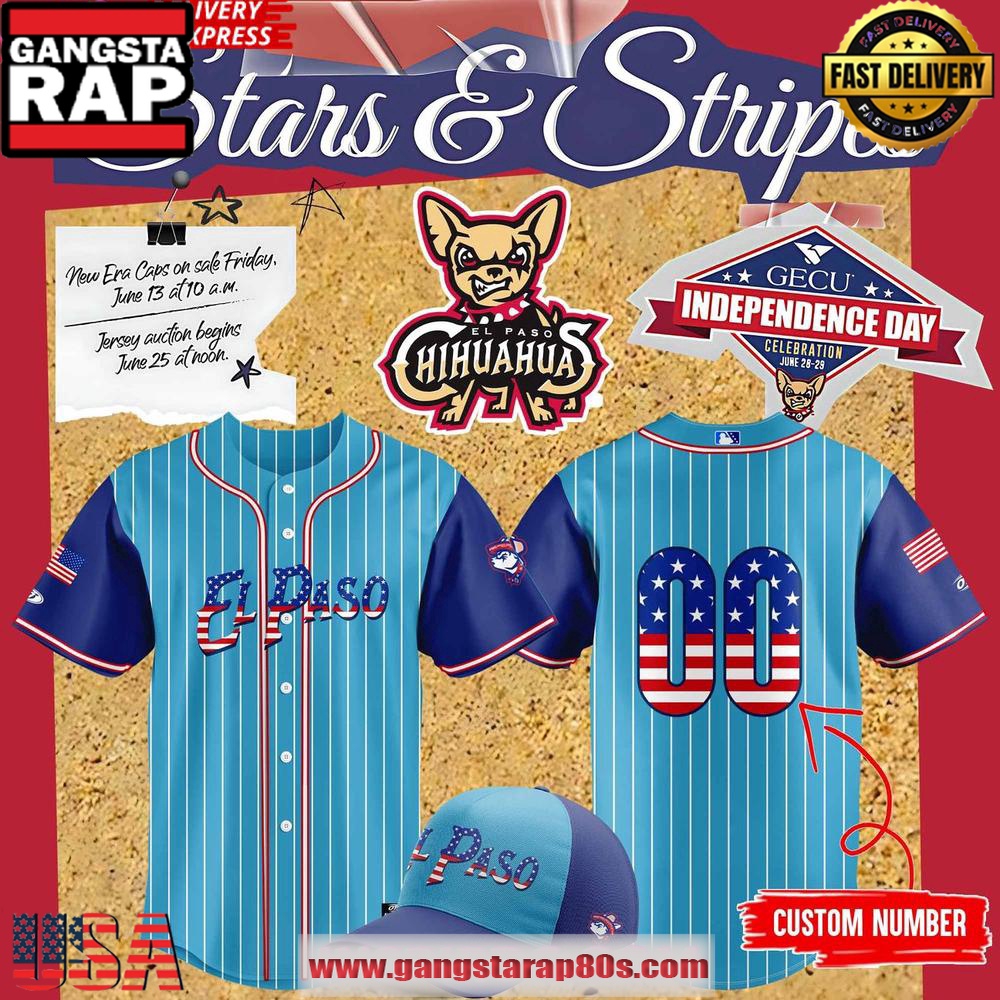 El Paso Chihuahuas Stars & Stripes Special Custom Baseball Jersey Shirt El Paso Chihuahuas Stars & Stripes Special Custom Baseball Jersey Shirt