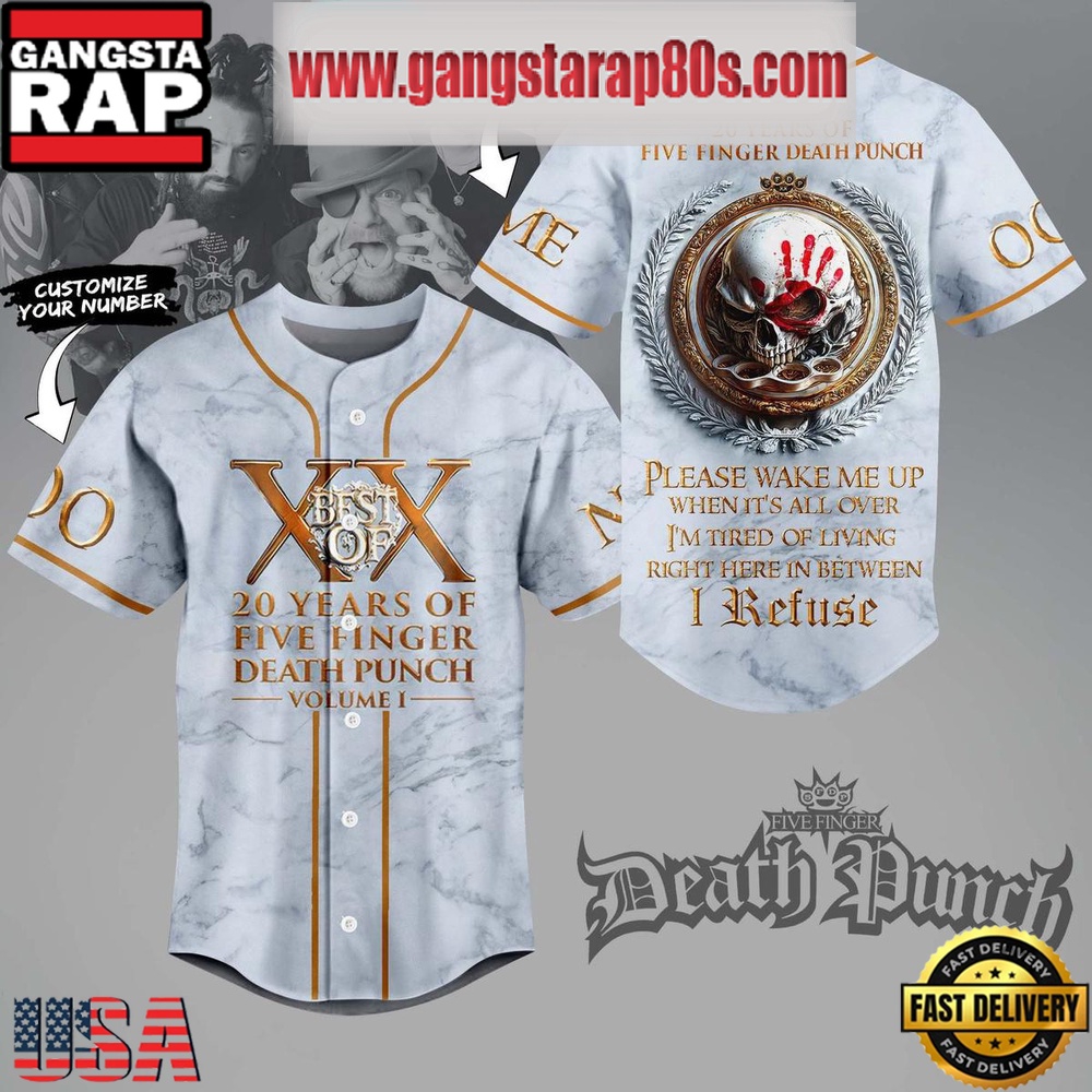 Five Finger Death Punch 20 Years Custom Baseball Jersey Shirt Five Finger Death Punch 20 Years Custom Baseball Jersey Shirt