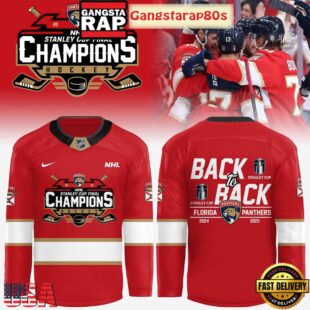 Florida Panthers 2025 Stanley Cup Champions Back To Back Hockey Jersey