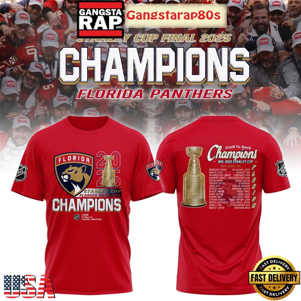 Florida Panthers Stanley Cup 2025 Champions All Over Print T-Shirt Hoodie Florida Panthers Stanley Cup 2025 Champions All Over Print T-Shirt Hoodie