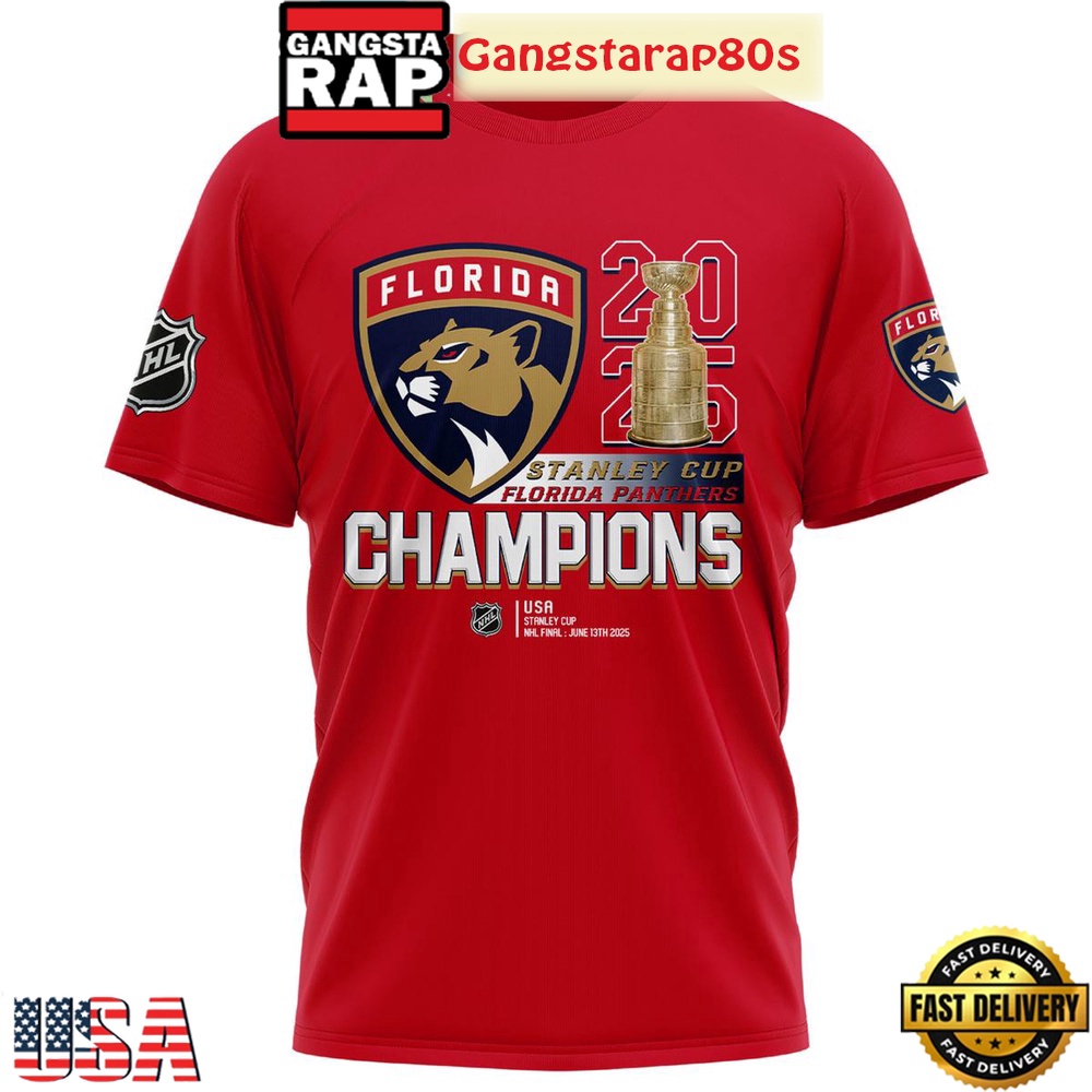 Florida Panthers Stanley Cup 2025 Champions All Over Print T-Shirt Hoodie Florida Panthers Stanley Cup 2025 Champions All Over Print T-Shirt Hoodie