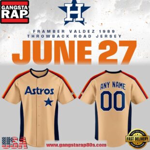 Framber Valdez 1989 Throwback Road Houston Astros Custom Baseball Jersey Shirt