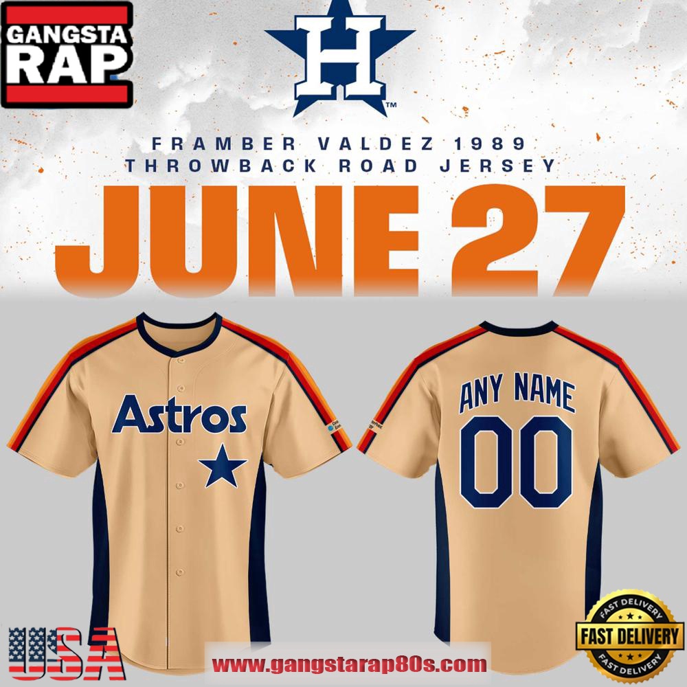 Framber Valdez 1989 Throwback Road Houston Astros Custom Baseball Jersey Shirt Framber Valdez 1989 Throwback Road Houston Astros Custom Baseball Jersey Shirt