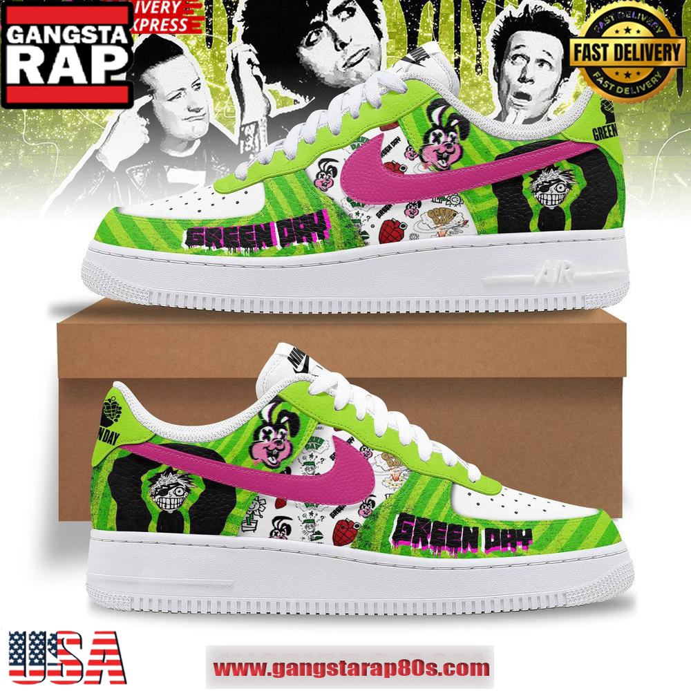 Green Day Graffiti Punk Limited Edition Air Force 1 Sneakers Shoes Green Day Graffiti Punk Limited Edition Air Force 1 Sneakers Shoes