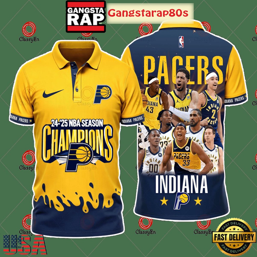Indiana Pacers 2024 2025 NBA Season Champions Special Edition Polo Shirt Indiana Pacers 2024 2025 NBA Season Champions Special Edition Polo Shirt