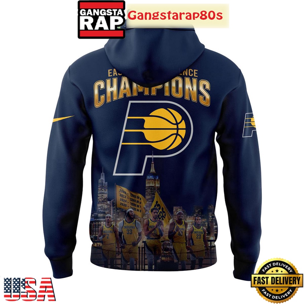 Indiana Pacers 2025 Eastern Conference Champions Blue All Over Print T-Shirt Hoodie Indiana Pacers 2025 Eastern Conference Champions Blue All Over Print T-Shirt Hoodie