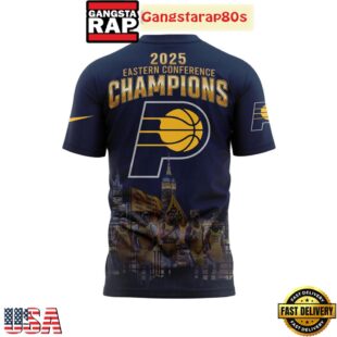 Indiana Pacers 2025 Eastern Conference Champions Blue All Over Print T-Shirt Hoodie