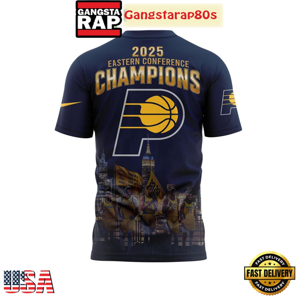 Indiana Pacers 2025 Eastern Conference Champions Blue All Over Print T-Shirt Hoodie Indiana Pacers 2025 Eastern Conference Champions Blue All Over Print T-Shirt Hoodie