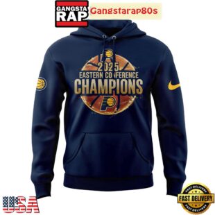 Indiana Pacers 2025 Eastern Conference Champions Blue All Over Print T-Shirt Hoodie