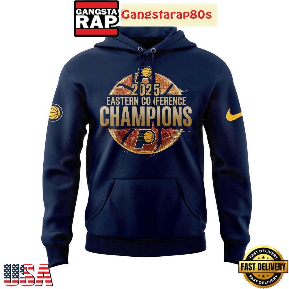 Indiana Pacers 2025 Eastern Conference Champions Blue All Over Print T-Shirt Hoodie Indiana Pacers 2025 Eastern Conference Champions Blue All Over Print T-Shirt Hoodie