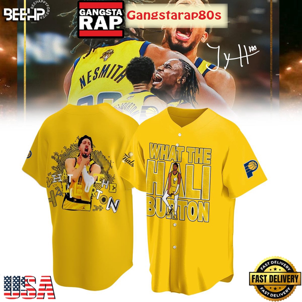 Indiana Pacers What The Hali Burton NBA Finals 2025 Baseball Jersey Shirt Indiana Pacers What The Hali Burton NBA Finals 2025 Baseball Jersey Shirt