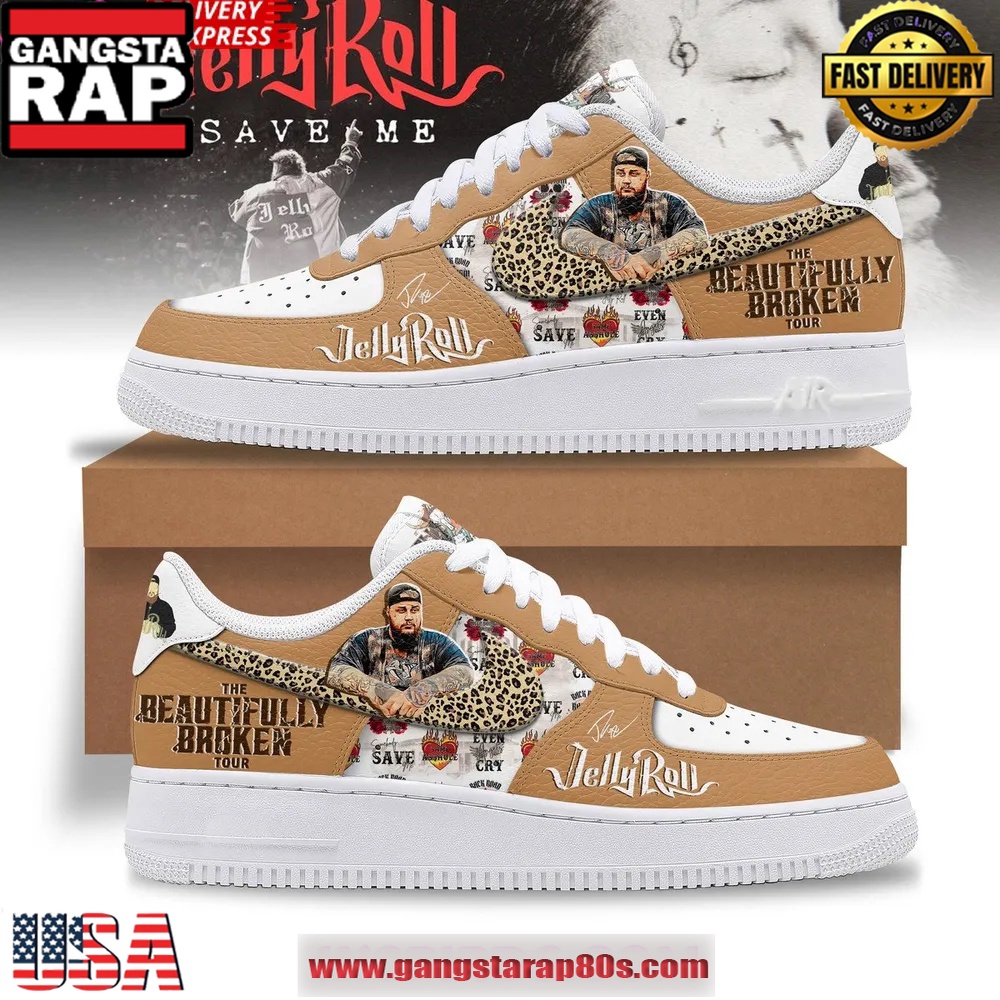 Jelly Roll Beautifully Broken Tour 2025 Air Force 1 Sneakers Shoes Jelly Roll Beautifully Broken Tour 2025 Air Force 1 Sneakers Shoes