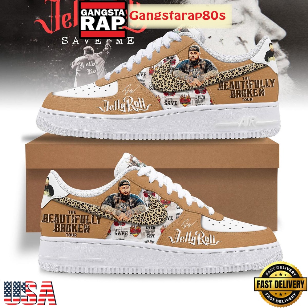 Jelly Roll The Beautifully Broken Tour Special Edition Air Force 1 Shoes Running Sneakers Jelly Roll The Beautifully Broken Tour Special Edition Air Force 1 Shoes Running Sneakers
