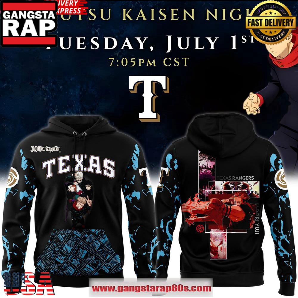 Jujutsu Kaisen x Texas Rangers Special All Over Print Hoodie Jujutsu Kaisen x Texas Rangers Special All Over Print Hoodie