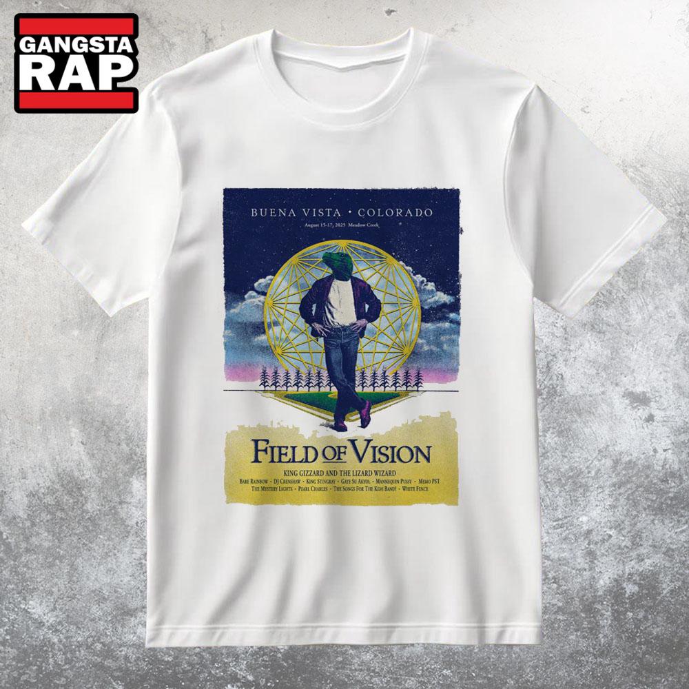 King Gizzard And The Lizard Wizard Field Of Vision Aug 15-17 2025 Meadow Creek In Buena Vista CO T Shirt King Gizzard And The Lizard Wizard Field Of Vision Aug 15-17 2025 Meadow Creek In Buena Vista CO T Shirt
