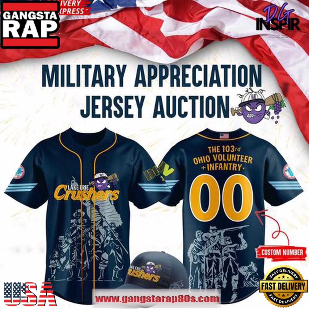 Lake Erie Crushers Military Appreciation Custom Baseball Jersey Shirt Lake Erie Crushers Military Appreciation Custom Baseball Jersey Shirt