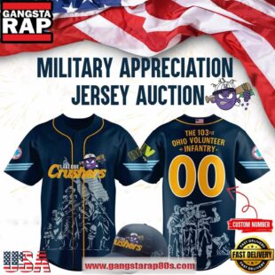 Lake Erie Crushers Military Appreciation Limited Edition Custom Number Baseball Jersey Shirt