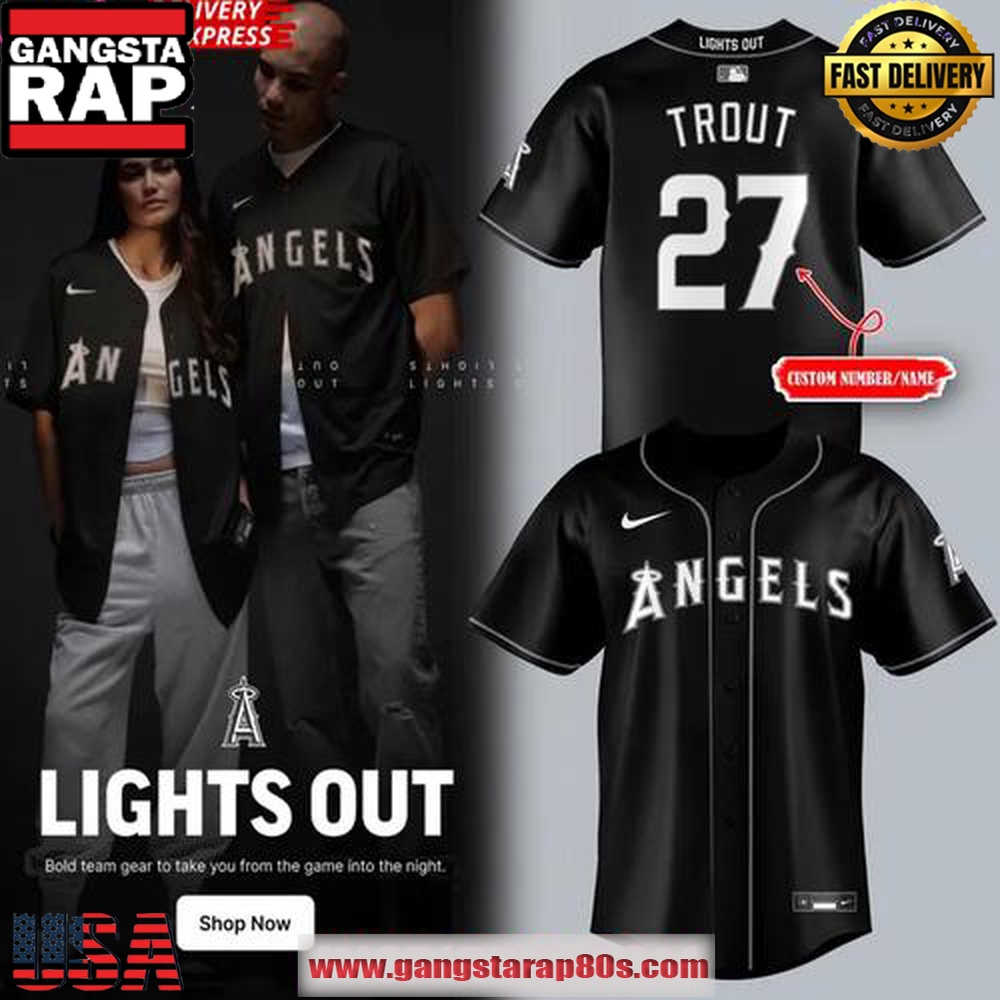 Los Angeles Angels Lights Out Black Special Custom Baseball Jersey Shirt Los Angeles Angels Lights Out Black Special Custom Baseball Jersey Shirt