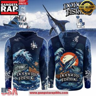 Los Angeles Dodgers x Wave Hunter Fishing Limited All Over Print Hoodie