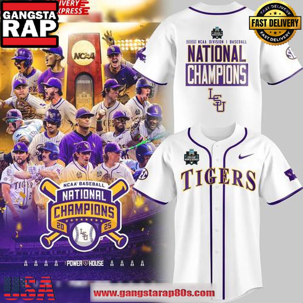 LSU Tigers 2025 National Champions White Edition Baseball Jersey Shirt LSU Tigers 2025 National Champions White Edition Baseball Jersey Shirt