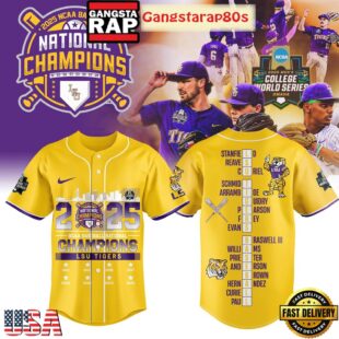 LSU Tigers 2025 NCAA Baseball National Champions Baseball Jersey Shirt