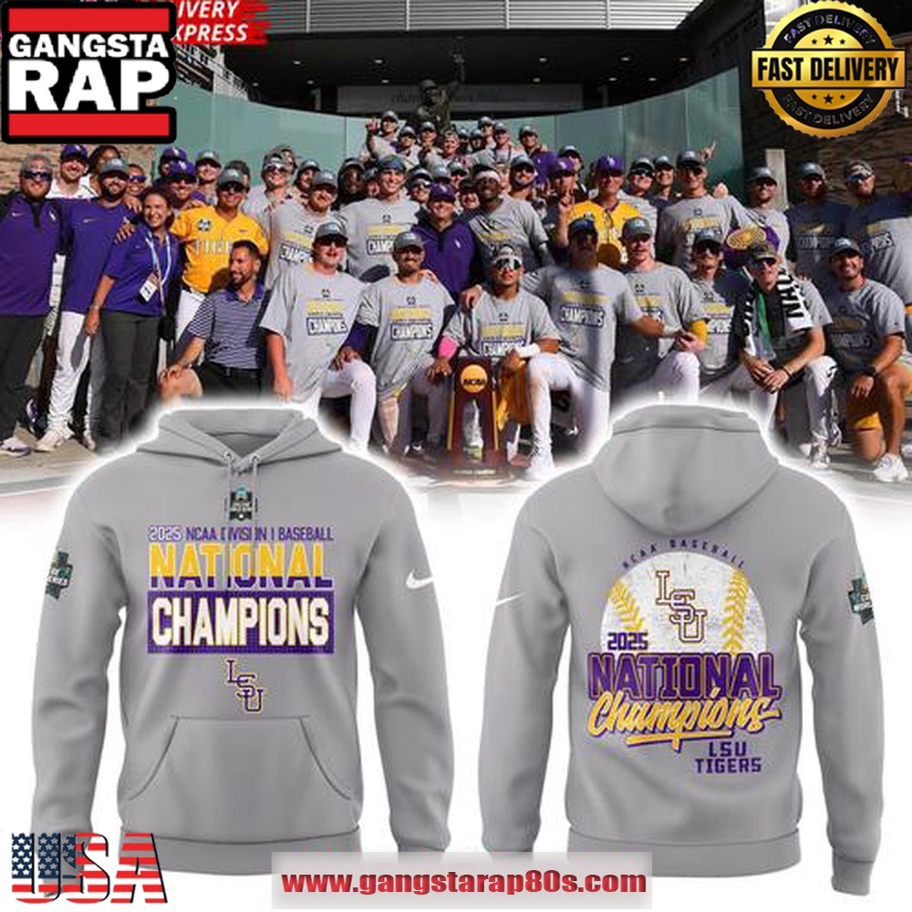 LSU Tigers 2025 NCAA Baseball National Champions Gray All Over Print Hoodie LSU Tigers 2025 NCAA Baseball National Champions Gray All Over Print Hoodie