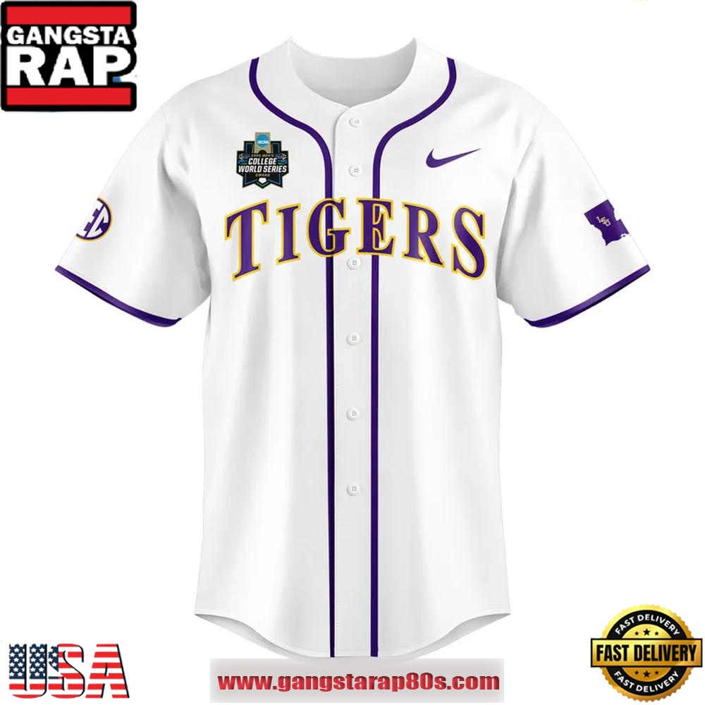 LSU Tigers 2025 NCAA Men's College World Series Champions Baseball Jersey Shirt LSU Tigers 2025 NCAA Men's College World Series Champions Baseball Jersey Shirt