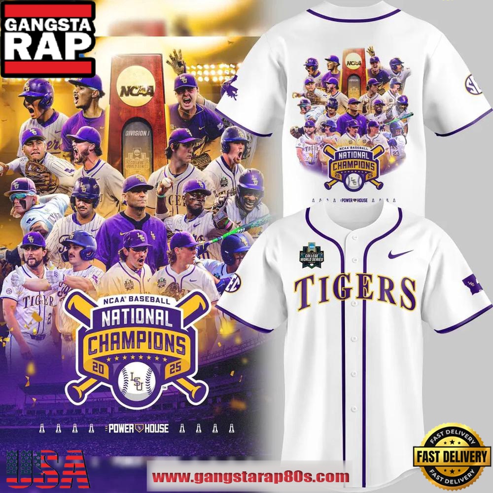 LSU Tigers 2025 NCAA Men's College World Series Champions Baseball Jersey Shirt LSU Tigers 2025 NCAA Men's College World Series Champions Baseball Jersey Shirt