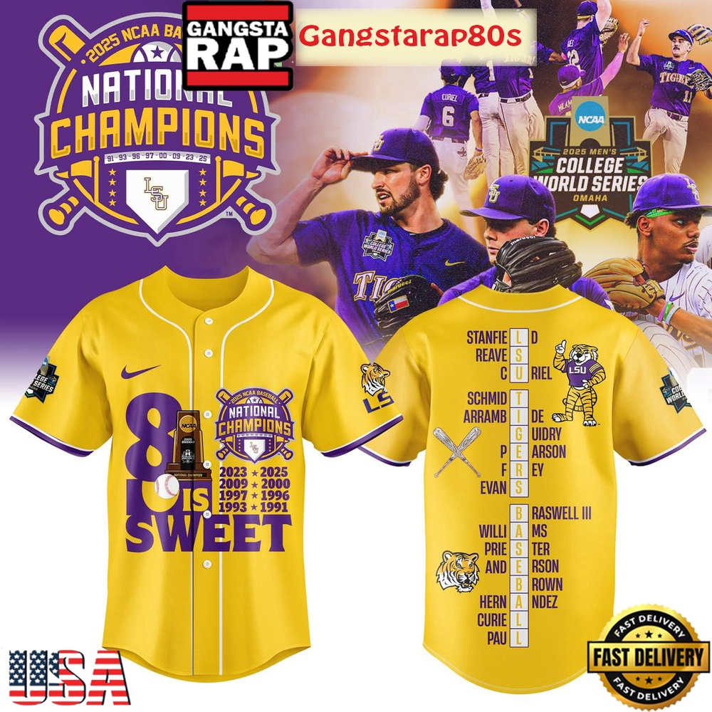LSU Tigers 8x NCAA Baseball Champions Baseball Jersey Shirt LSU Tigers 8x NCAA Baseball Champions Baseball Jersey Shirt
