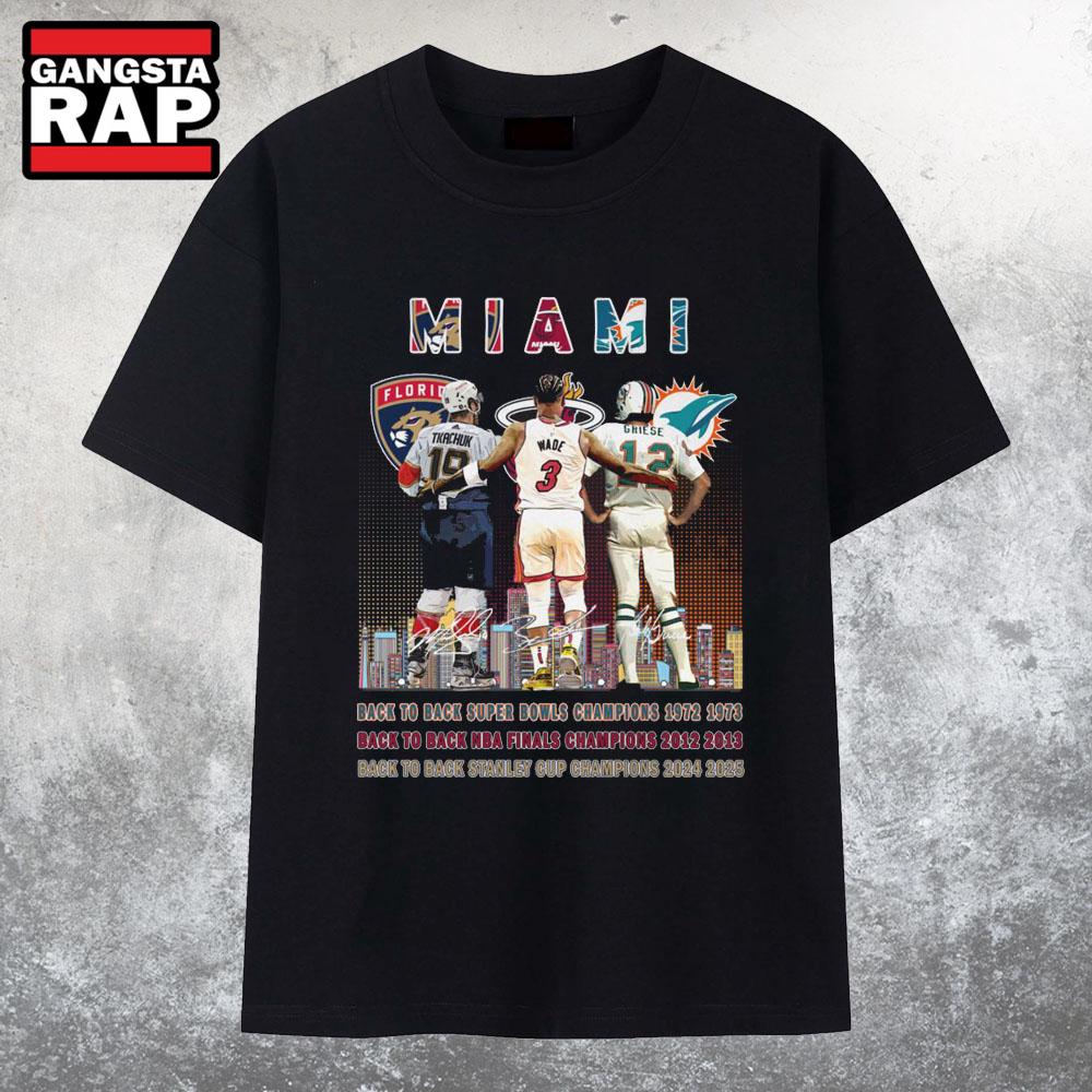 Miami Sports Back To Back Champions Vintage T Shirt Miami Sports Back To Back Champions Vintage T Shirt