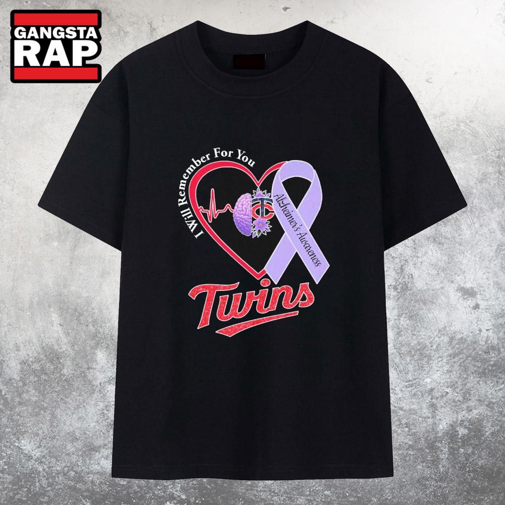 Minnesota Twins I Will Remember For You Alzheimer’s Awareness Heartbeat Brain T-Shirt Minnesota Twins I Will Remember For You Alzheimer’s Awareness Heartbeat Brain T-Shirt