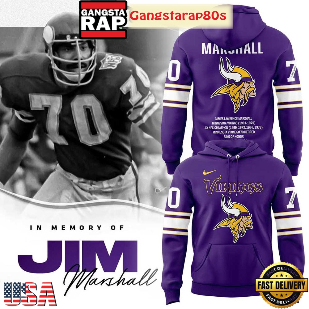 Minnesota Vikings Jim Marshall Memories All Over Print T-Shirt Hoodie Minnesota Vikings Jim Marshall Memories All Over Print T-Shirt Hoodie