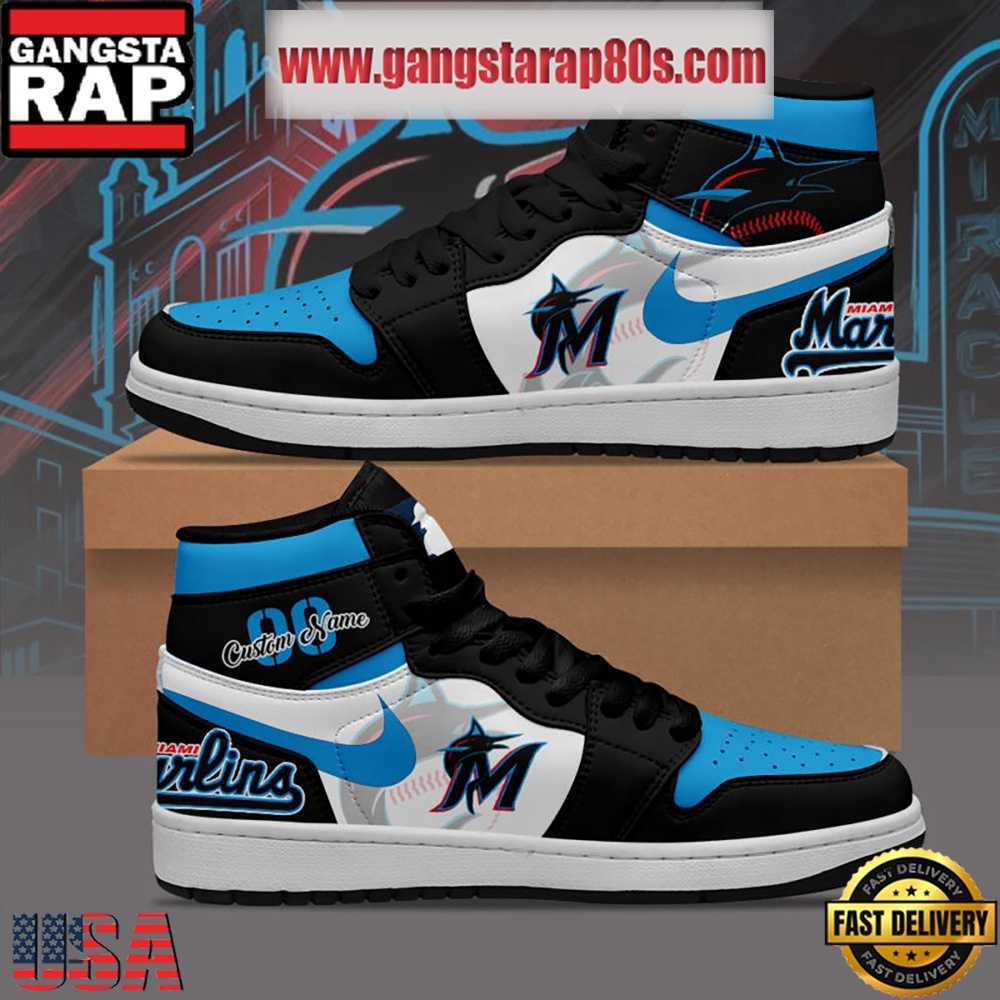 MLB Miami Marlins Unique Design Custom Name Air Jordan 1 Shoes Running Sneakers MLB Miami Marlins Unique Design Custom Name Air Jordan 1 Shoes Running Sneakers