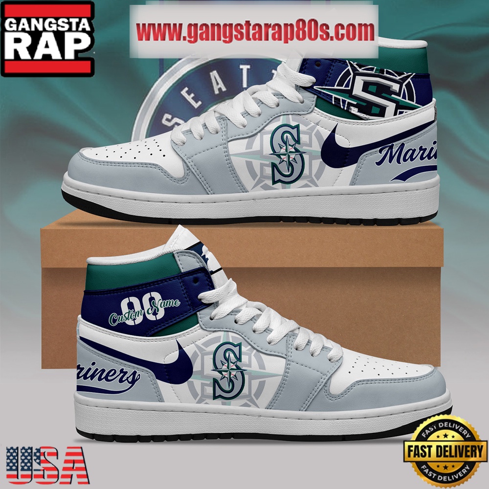 MLB Seattle Mariners Unique Design Custom Name Air Jordan 1 Shoes Running Sneakers MLB Seattle Mariners Unique Design Custom Name Air Jordan 1 Shoes Running Sneakers