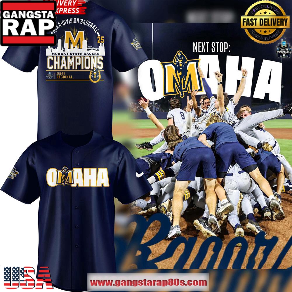 Murray State Racers 2025 Super Regional Champions Navy Baseball Jersey Shirt Murray State Racers 2025 Super Regional Champions Navy Baseball Jersey Shirt