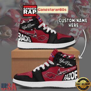 NCAA Arkansas Razorbacks Custom Name Air Jordan 1 Shoes Running Sneakers For Men Women