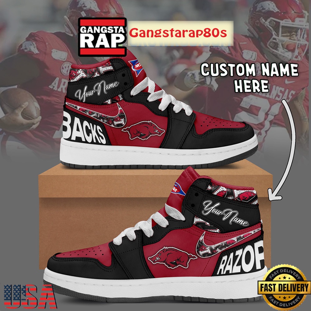 NCAA Arkansas Razorbacks Custom Name Air Jordan 1 Shoes Running Sneakers NCAA Arkansas Razorbacks Custom Name Air Jordan 1 Shoes Running Sneakers