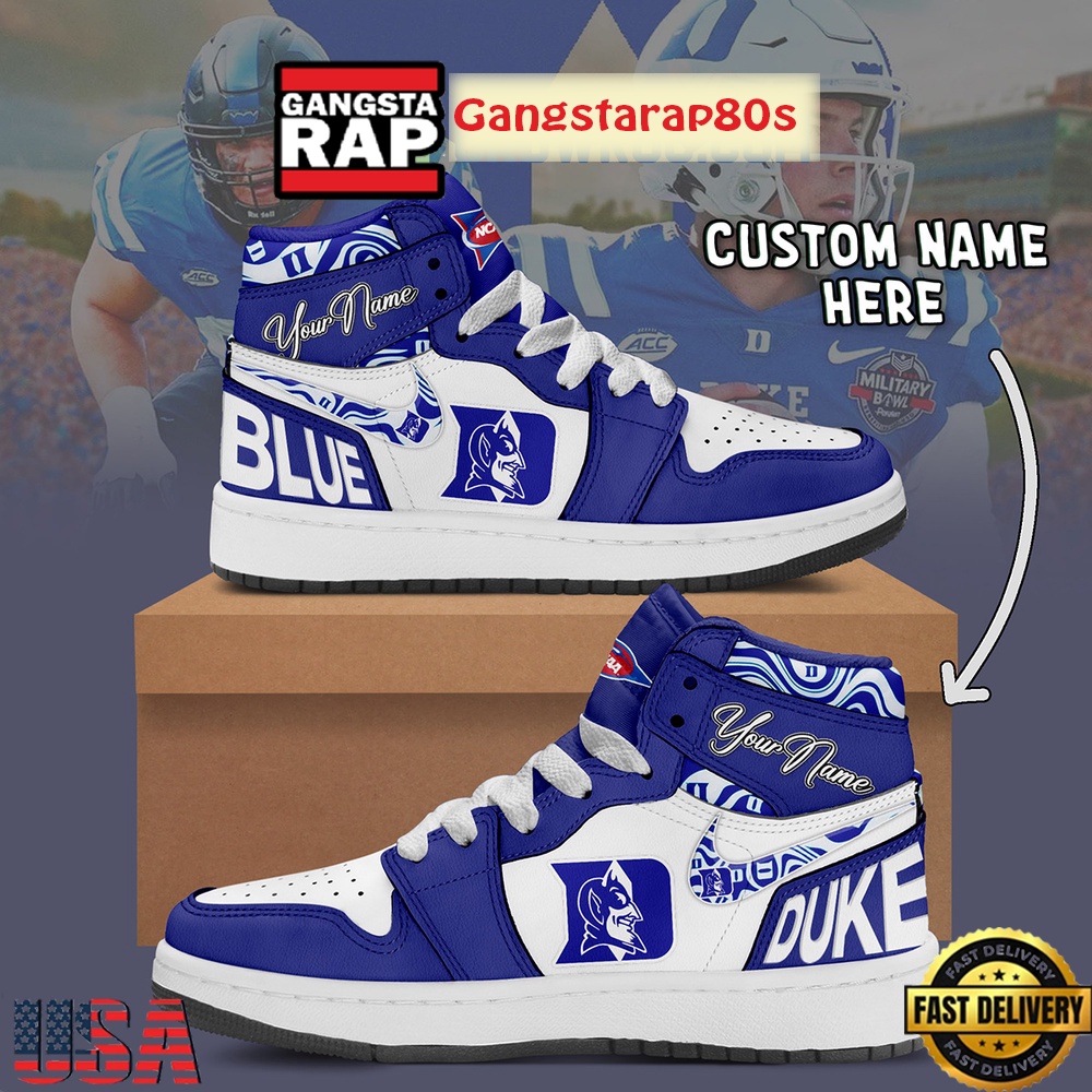NCAA Duke Blue Devils Custom Name Air Jordan 1 Shoes Running Sneakers NCAA Duke Blue Devils Custom Name Air Jordan 1 Shoes Running Sneakers