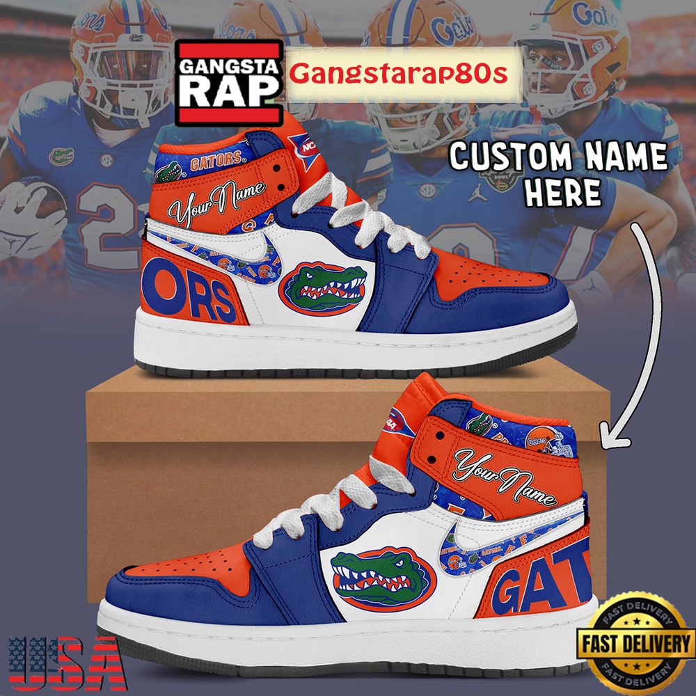 NCAA Florida Gators Custom Name Air Jordan 1 Shoes Running Sneakers NCAA Florida Gators Custom Name Air Jordan 1 Shoes Running Sneakers