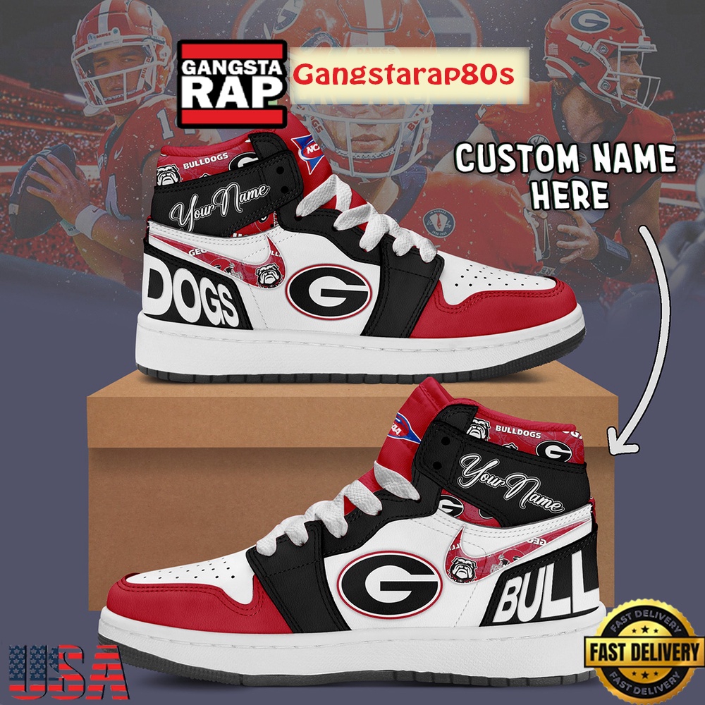 NCAA Georgia Bulldogs Custom Name Air Jordan 1 Shoes Running Sneakers NCAA Georgia Bulldogs Custom Name Air Jordan 1 Shoes Running Sneakers
