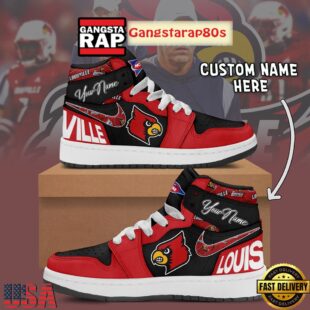 NCAA Louisville Cardinals Custom Name Air Jordan 1 Shoes Running Sneakers For Men Women