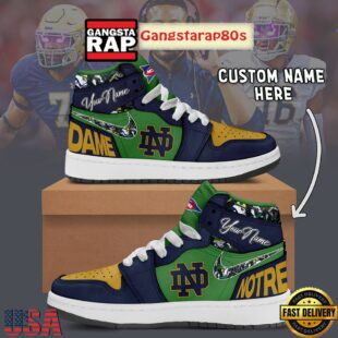 NCAA Notre Dame Fighting Irish Custom Name Air Jordan 1 Shoes Running Sneakers For Men Women