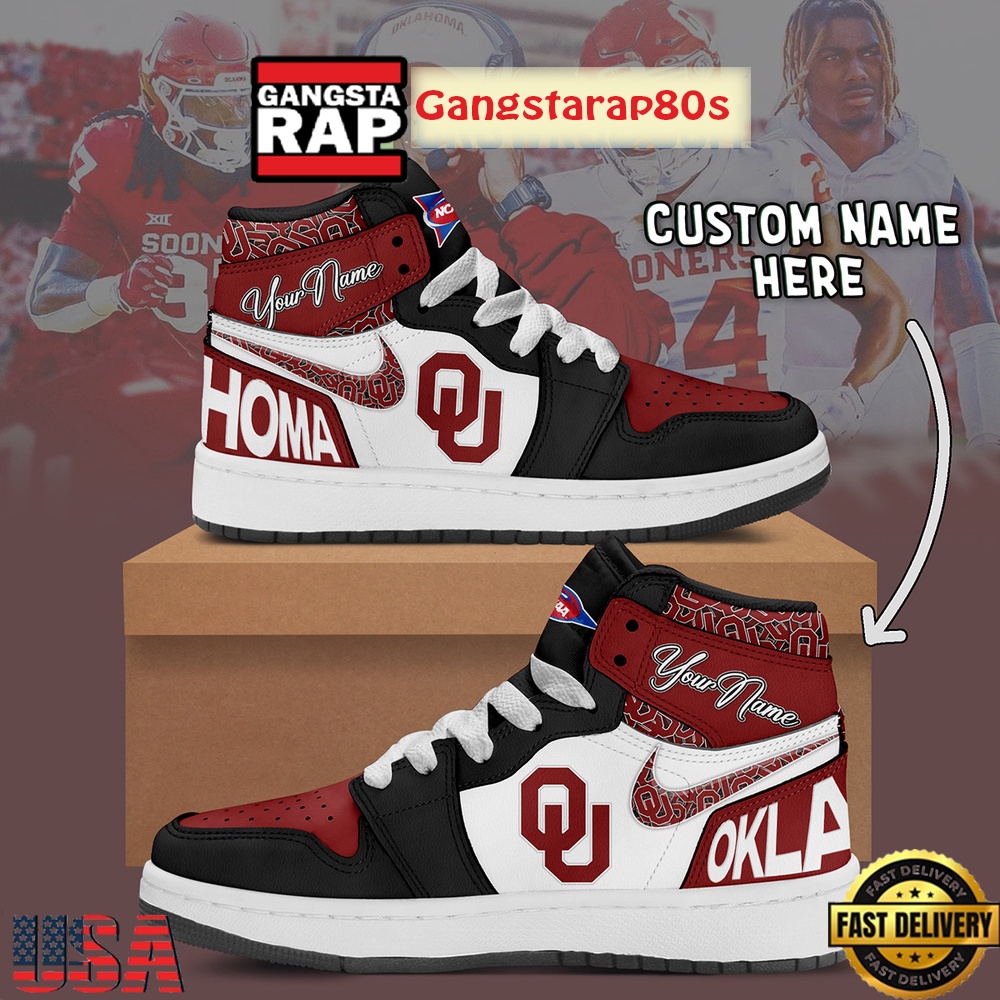 NCAA Oklahoma Sooners Custom Name Air Jordan 1 Shoes Running Sneakers NCAA Oklahoma Sooners Custom Name Air Jordan 1 Shoes Running Sneakers