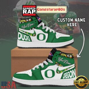 NCAA Oregon Ducks Custom Name Air Jordan 1 Shoes Running Sneakers For Men Women