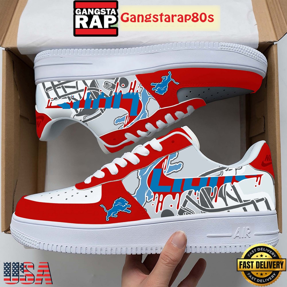 NFL Detroit Lions Team Logo Unique Air Force 1 Shoes Running Sneakers NFL Detroit Lions Team Logo Unique Air Force 1 Shoes Running Sneakers